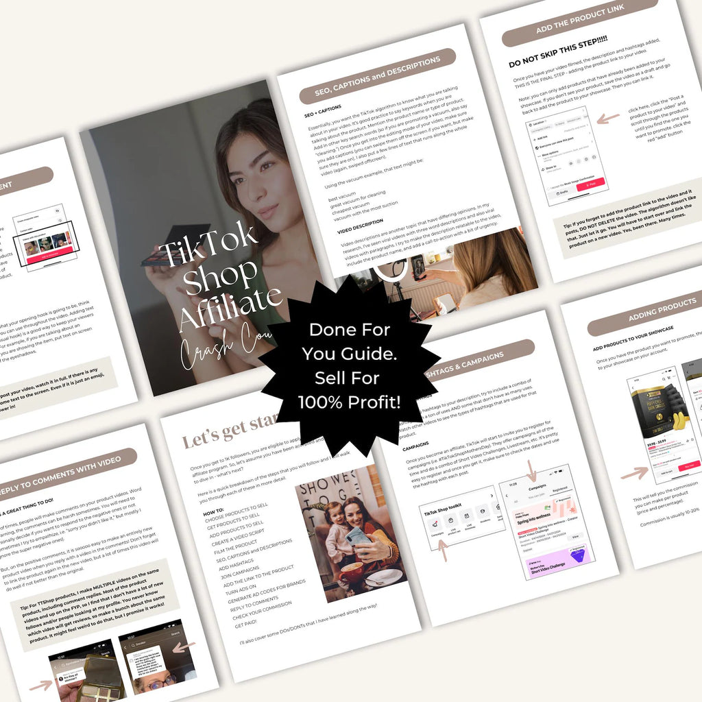 TikTok Shop Affiliate Guide: Canva eBook, PLR & MRR (Digital Download)