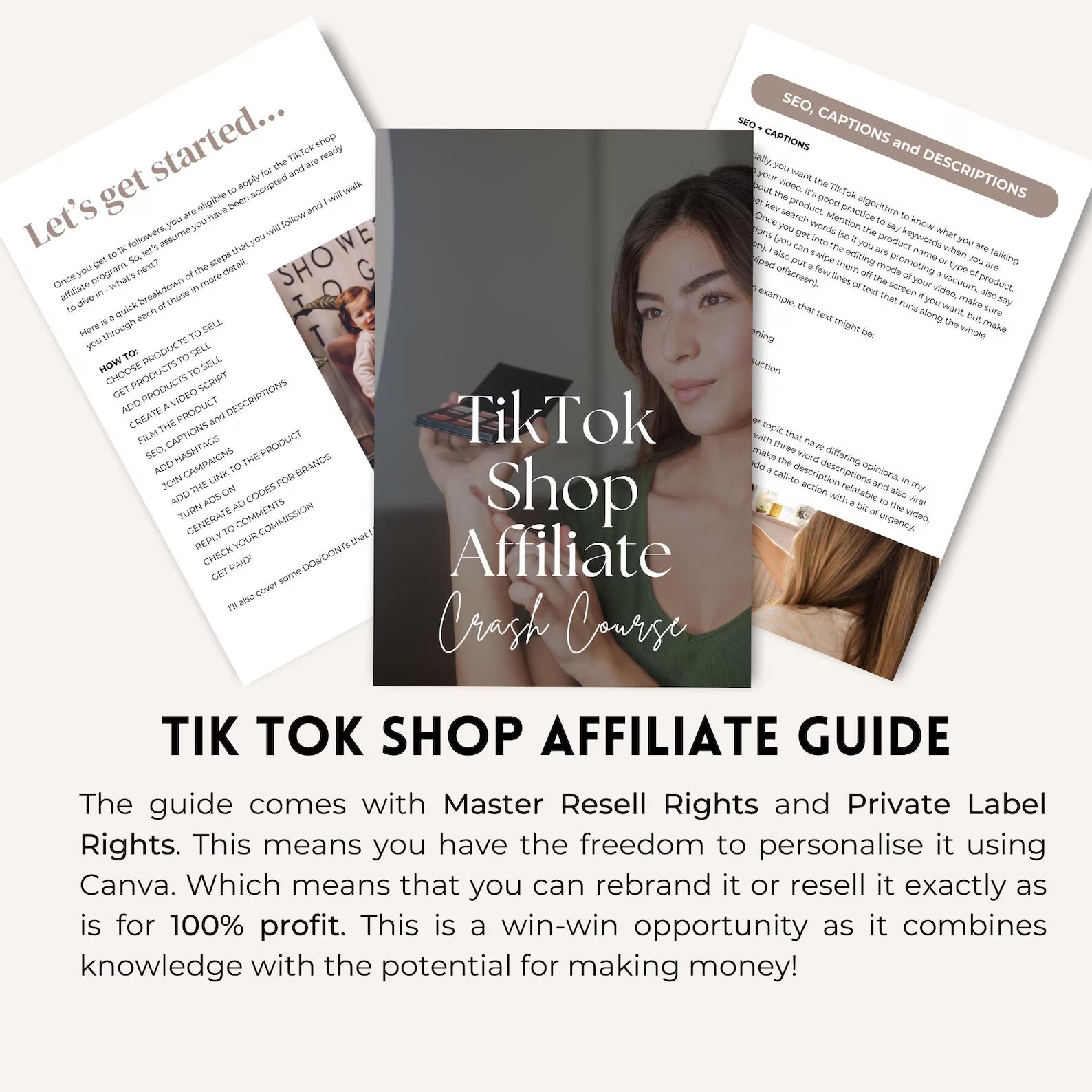 TikTok Shop Affiliate Guide: Canva eBook, PLR & MRR (Digital Download)